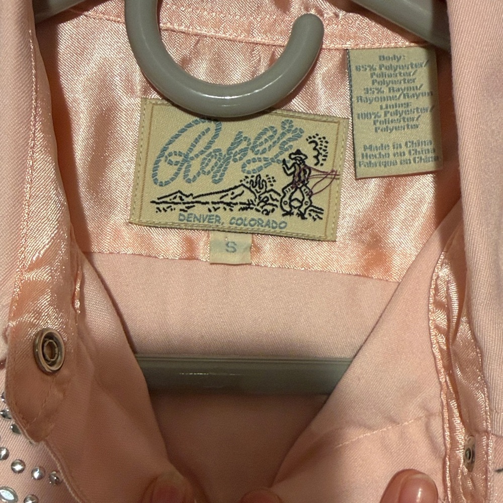 Roper Pale Pink Western Rhinestone Snap-Front Shirt - Picture 4 of 7
